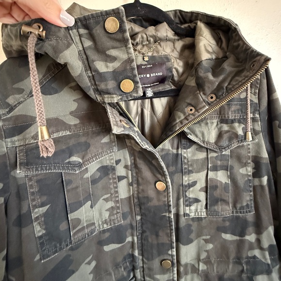 Lucky Brand Hooded Twill Anorak Jacket Lucky Brand Camo Utility Jacket Hooded L - Picture 5 of 8